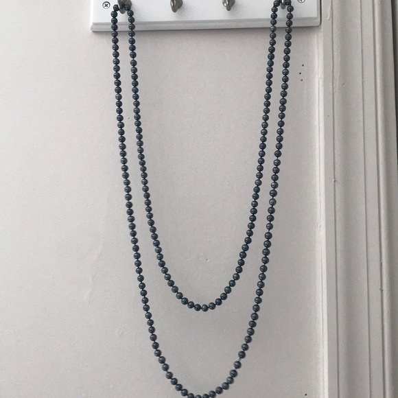 strand of dark blue pearls and matching bracelet - Picture 2 of 4